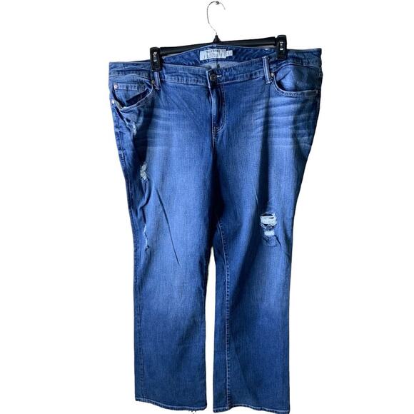 Torrid Denim Jeans Womens 24T High Rise Distressed Whiskers Mid Wash Streetwear - Picture 1 of 9